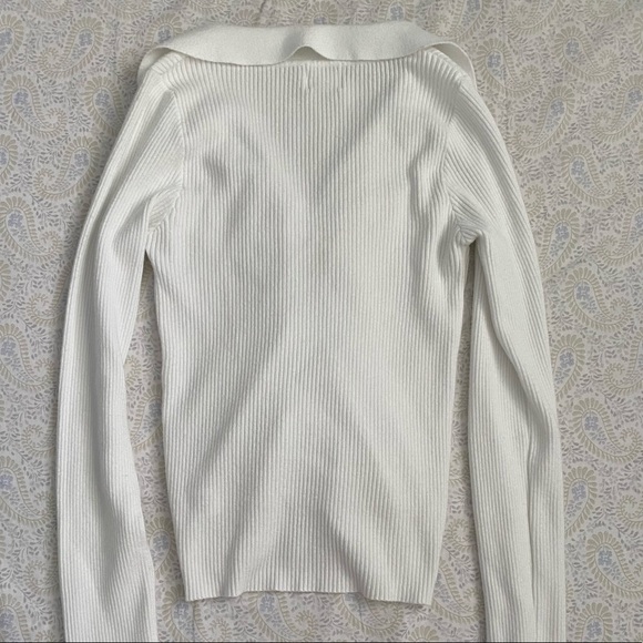 Dreamers by Debut (juniors) ribbed long sleeve scrunch top, white - Picture 4 of 7